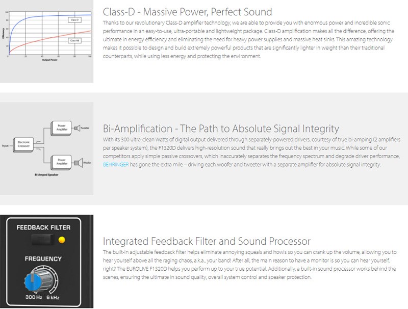 BEHRINGER F1320D 主動式喇叭 (300瓦2路有源監聽揚聲器系統/具12英寸低音揚聲器)