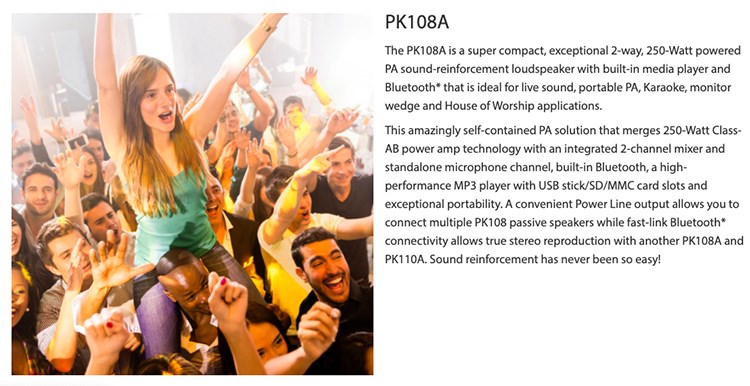 BEHRINGER PK108A 主動式喇叭/250瓦8吋PA揚聲器系統/內置藍牙/原廠公司貨