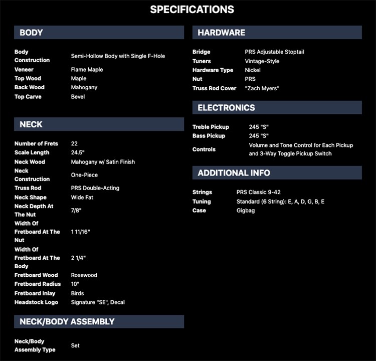 PRS SE ZACH MYERS 電吉他-經典鑲鳥指板/MC海軍藍/原廠公司貨
