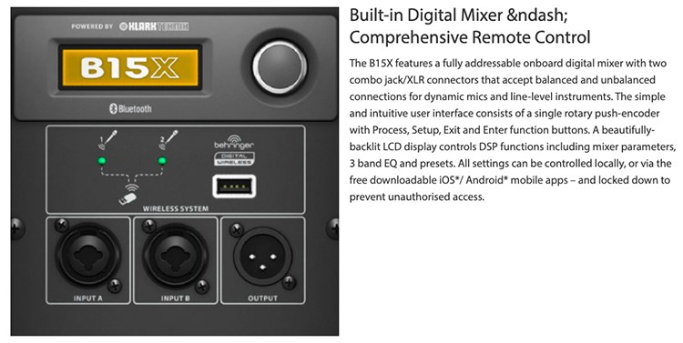 BEHRINGER B15X 被動式喇叭/1000瓦2路PA揚聲器系統 /具有15英寸揚聲器