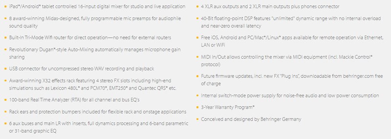BEHRINGER XR16 專業數位混音座 -隨附機架耳和保護緩衝器/原廠公司貨