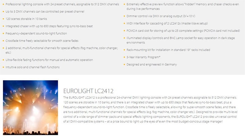 BEHRINGER LC2412信號處理器 (專業的24通道照明控制台)