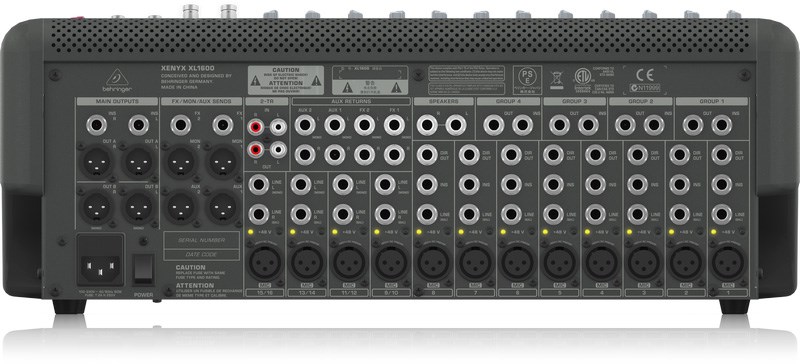 BEHRINGER XL1600專業級混音器(12個XENYX PRO麥克風前置放大器及4個立體聲線輸入)