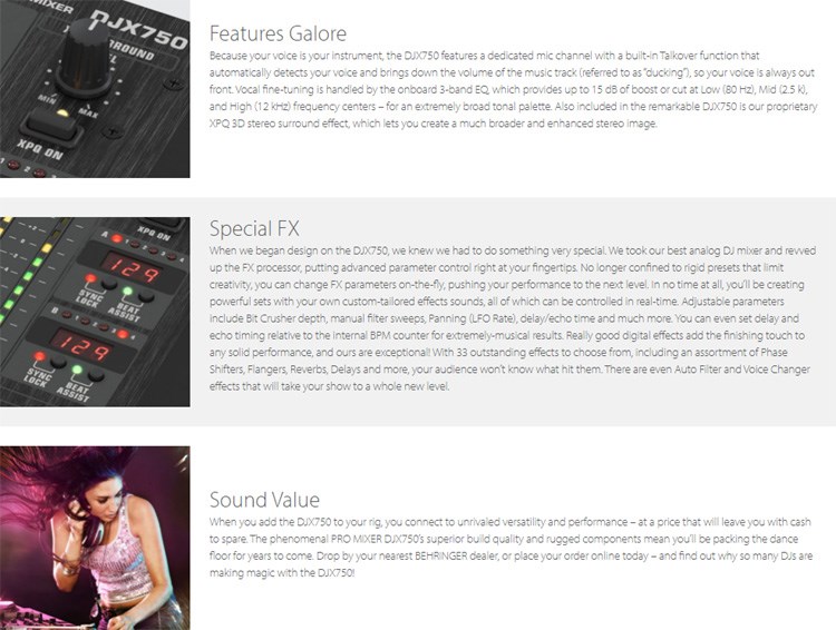 BEHRINGER DJX75 0專業5通道DJ混音器-超低噪音/智能BPM計數器/原廠公司貨