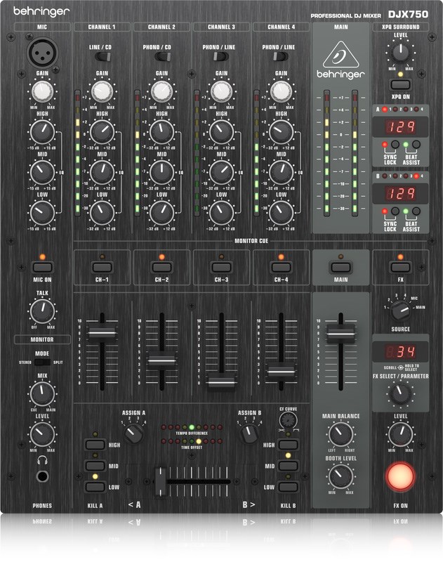BEHRINGER DJX75 0專業5通道DJ混音器-超低噪音/智能BPM計數器/原廠公司貨
