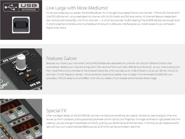 BEHRINGER DJX900USB 專業5通道DJ混音器-超低噪音/智能BPM計數器/USB接口/原廠公司貨