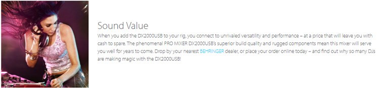 BEHRINGER DX2000USB 專業7通道DJ混音器-超低噪音/光學交叉漸變推桿/USB接口/原廠公司貨