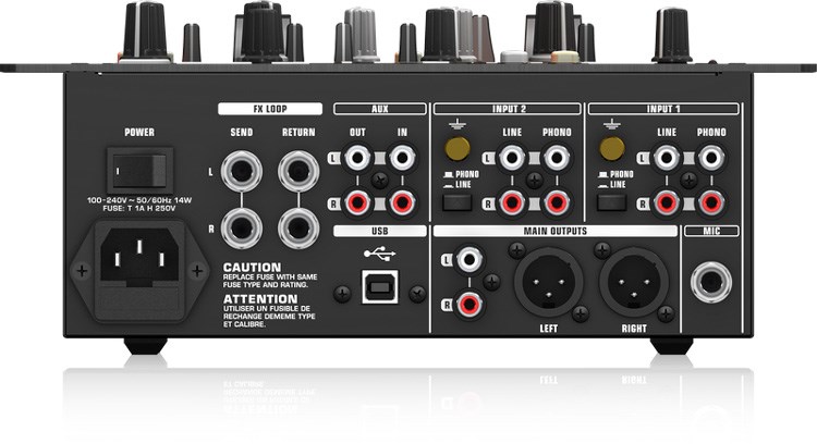 BEHRINGER NOX404 專業2通道DJ混音器-2個USB連接的線路輸入/1個麥克風輸入/原廠公司貨