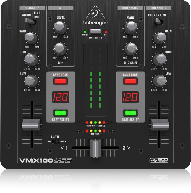 BEHRINGER  VMX100USB專業2通道DJ混音器-內置USB接口/原廠公司貨