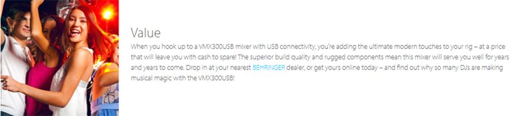 BEHRINGER VMX300US B專業3通道DJ混音器-內置USB接口/原廠公司貨