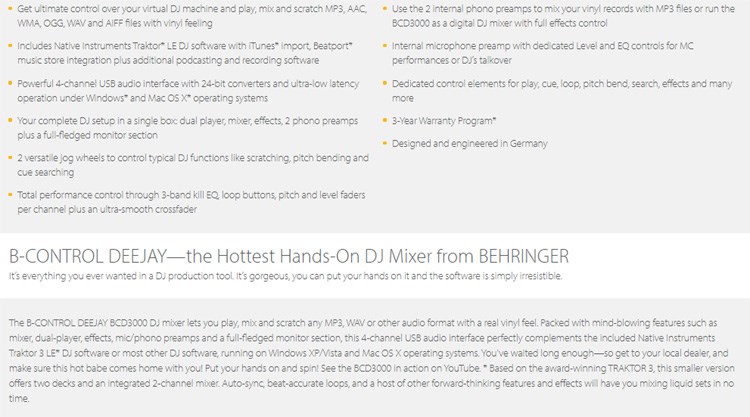 BEHRINGER BCD3000 專業級DJ混音器/原廠公司貨