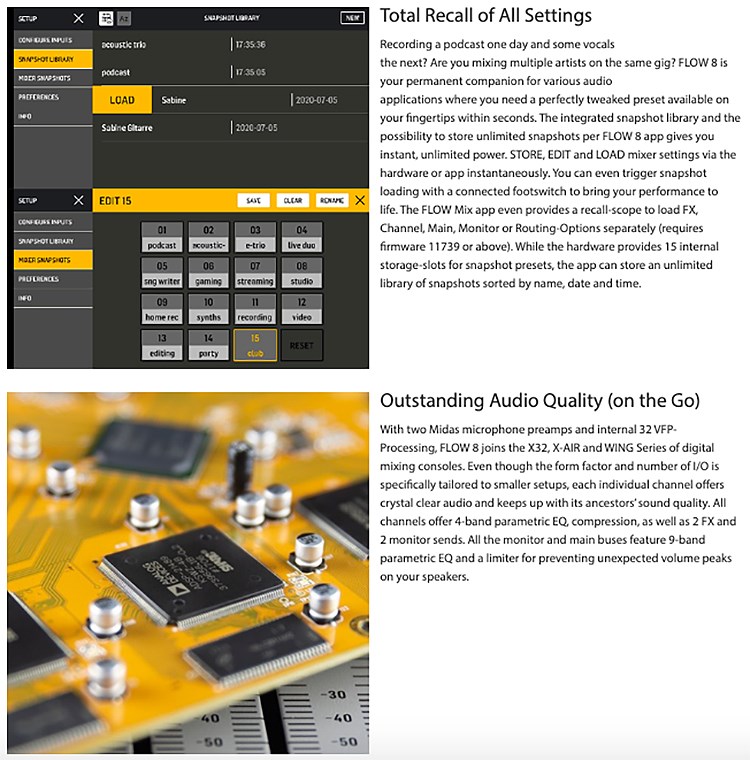 BEHRINGER FLOW 8 八軌藍芽數位混音MIDI控制器 -USB錄音介面/原廠公司貨