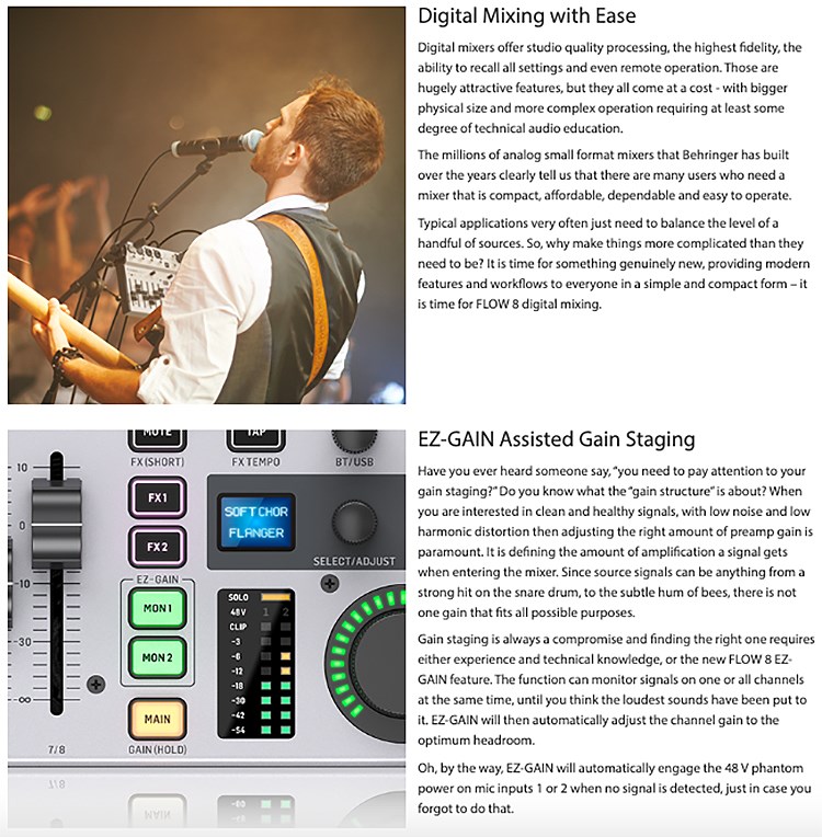 BEHRINGER FLOW 8 八軌藍芽數位混音MIDI控制器 -USB錄音介面/原廠公司貨