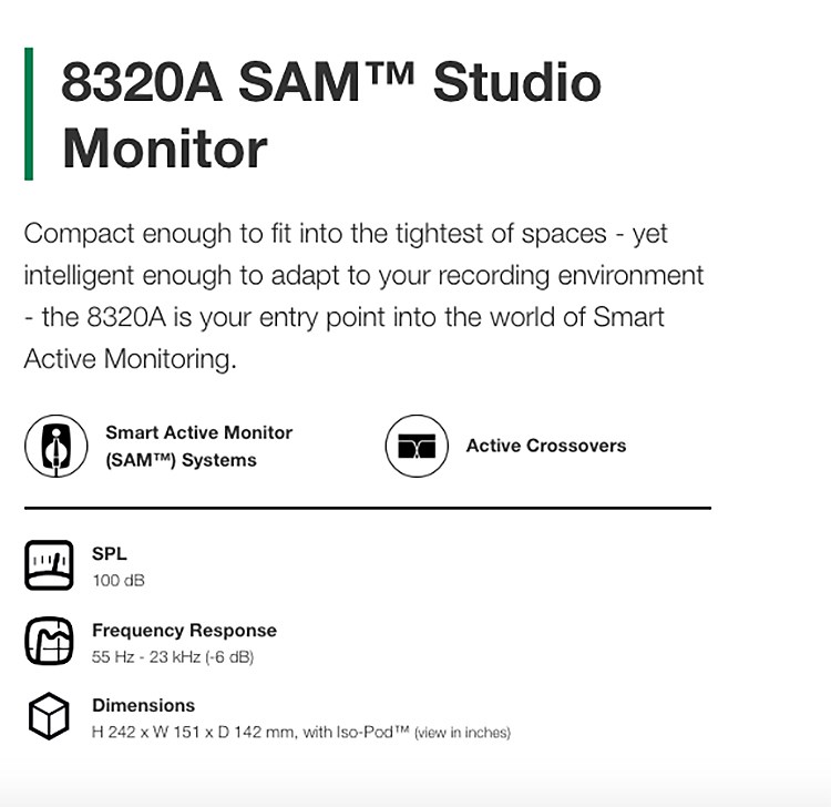 GENELEC 8320A 二分頻智能監聽喇叭(一對)-三色任選/4吋低音單體/原廠公司貨
