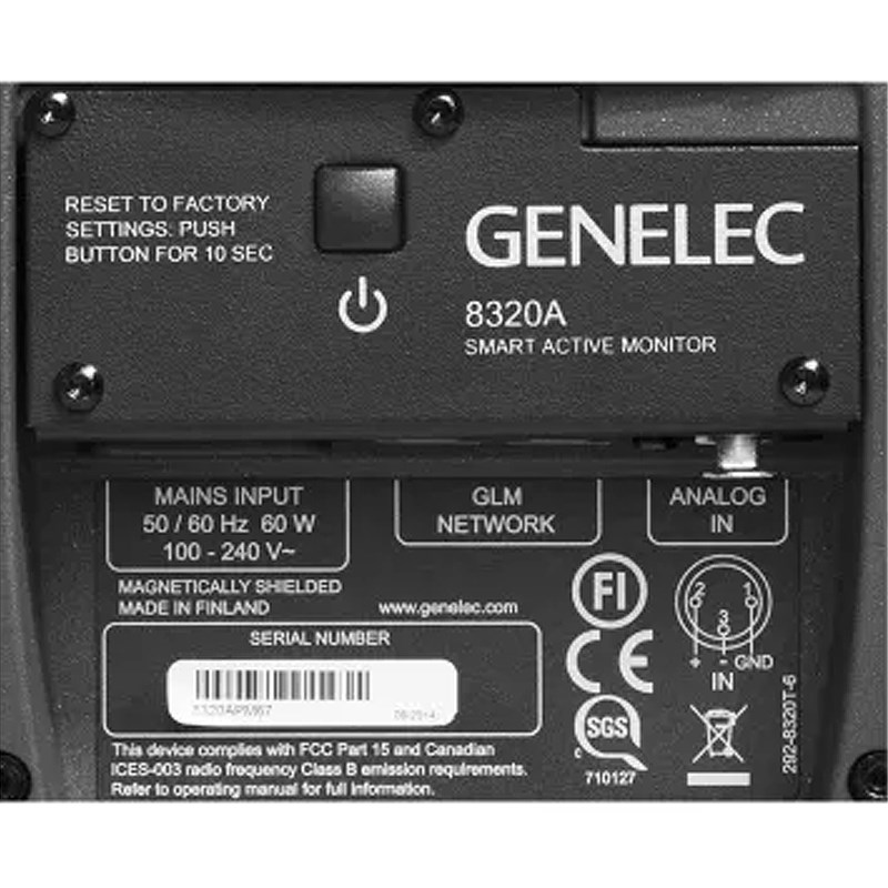 GENELEC 8320A 二分頻智能監聽喇叭(一對)-三色任選/4吋低音單體/原廠公司貨