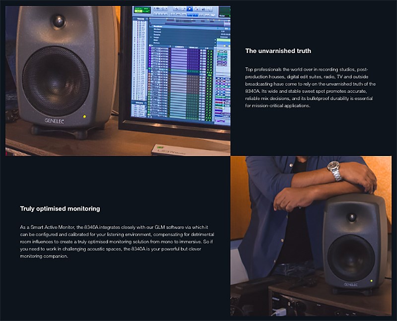 GENELEC 8340A 二分頻智能監聽喇叭(一對)-三色任選/6.5吋低音單體/原廠公司貨