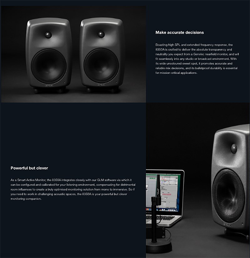 GENELEC 8350A 二分頻智能監聽喇叭(一對)-兩色任選/8吋低音單體/原廠公司貨