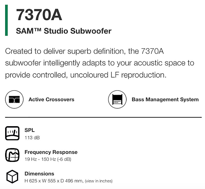GENELEC 7370AP 主動式重低音錄音監聽喇叭(支)-黑色12吋/原廠公司貨