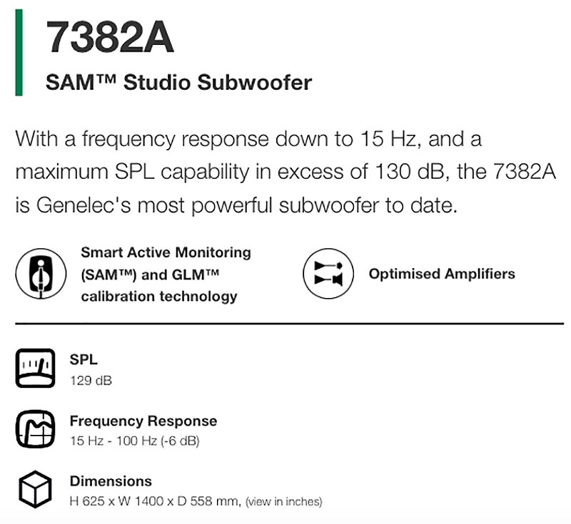 GENELEC 7382AP 主動式重低音錄音監聽喇叭-黑色15吋x3/原廠公司貨