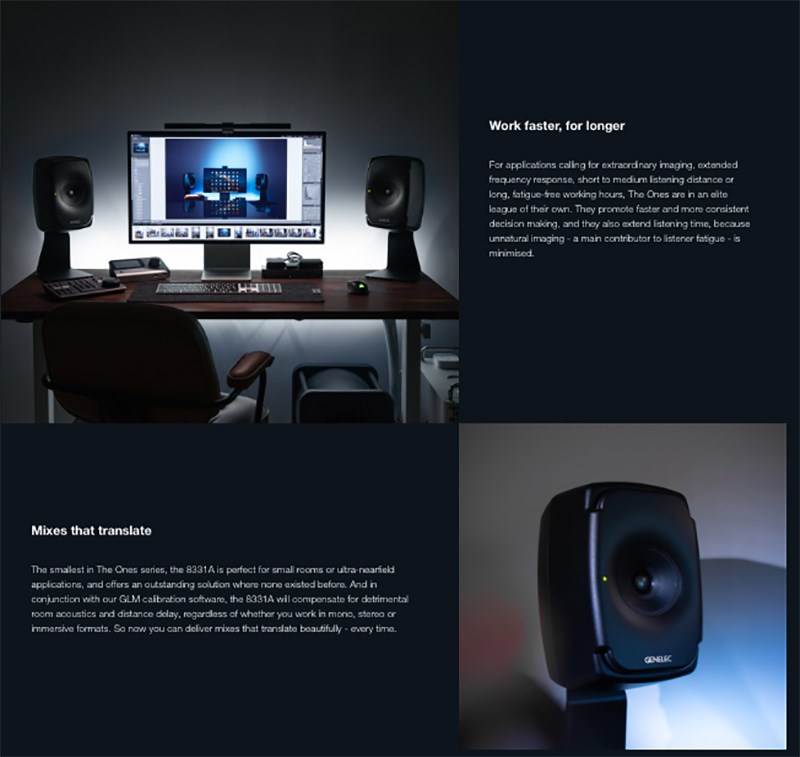 GENELEC 8331A 同軸三分頻智能監聽喇叭(一對)-四色任選/5吋主動式單體/原廠公司貨