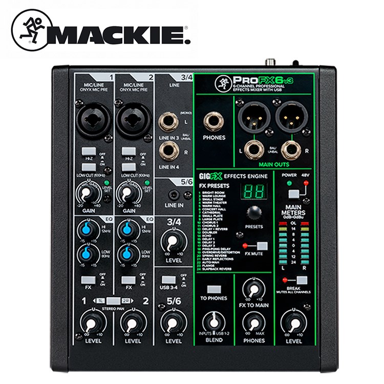 Mackie ProFX6v3 專業類比混音機-GigFX效果引擎/原廠公司貨