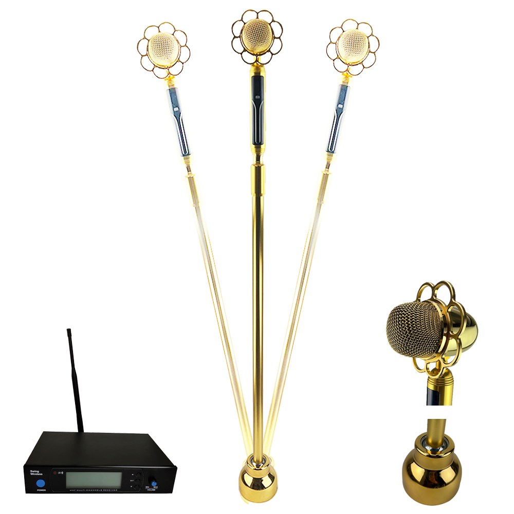 JYC Music KB-360T-GFW 無線款可搖式麥克風-含底座/可升降/含無線主機/復古金/限量款