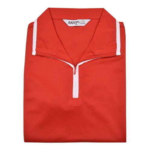 瑞多仕 DB8347 女款COOLMAX 女拉鍊POLO 桔磚色/雪白色