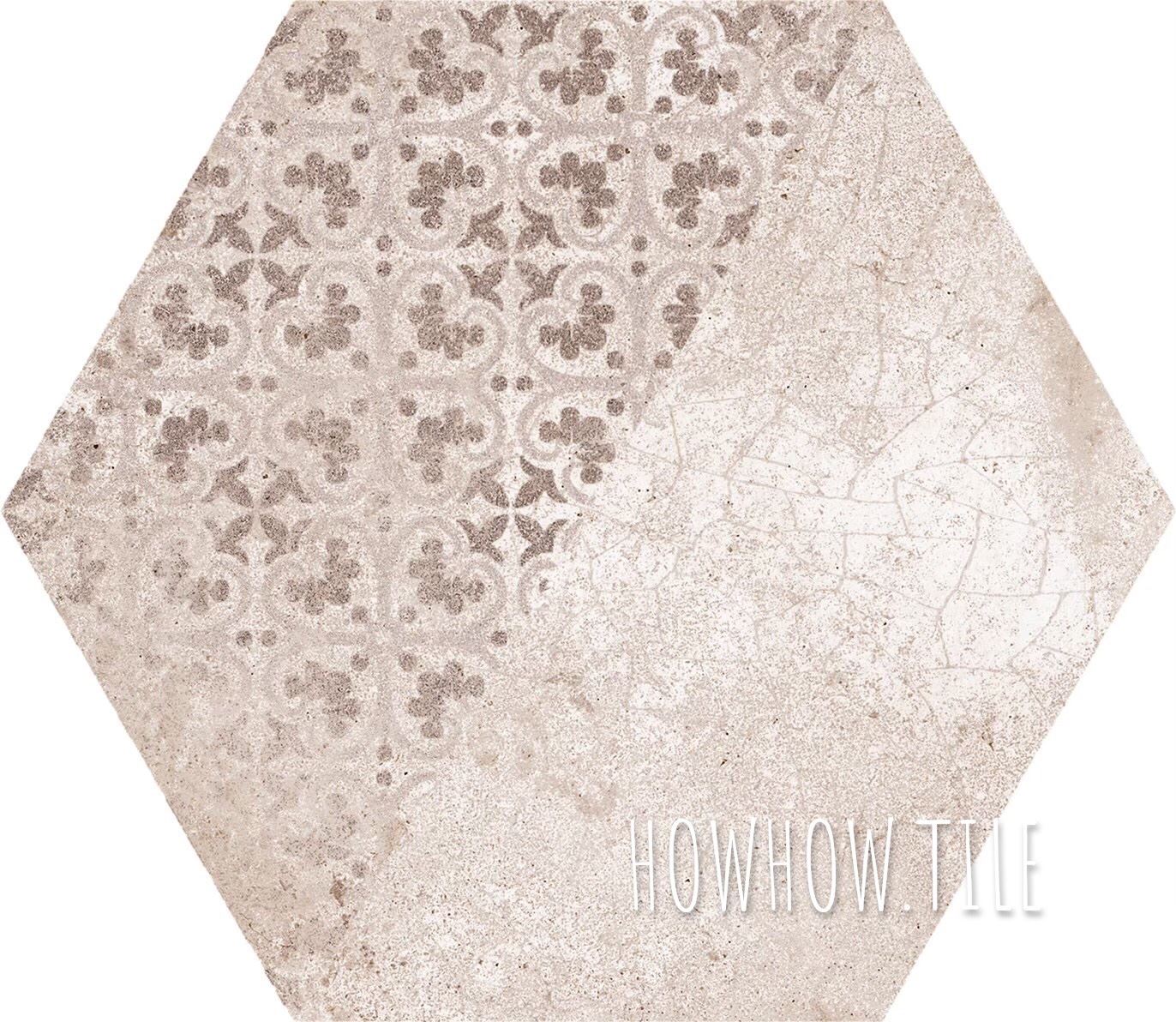 西班牙進口 梵蒂岡刷色素花六角磚（22.5*25.9cm)JU196