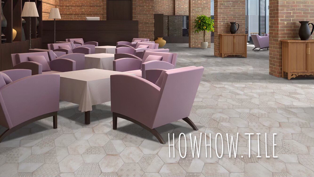 西班牙進口 梵蒂岡刷色素花六角磚（22.5*25.9cm)JU196