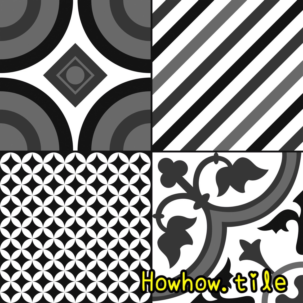 國產黑色調花磚（30*30cm）