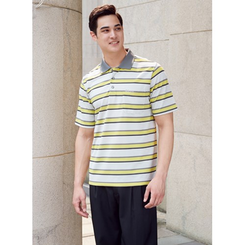 瑞多仕 DB8947 Coolmax 男條紋POLO 米灰色/霧灰色/秋香綠色/黑色  戶外休閒     