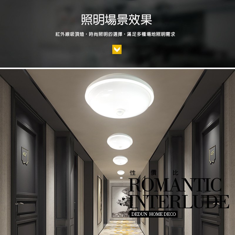 【宇豐國際】含稅 LED 20W 紅外線感應 防水吸頂燈 黃光/白光 戶外適用 走道燈 玄關燈 樓梯燈 全電壓
