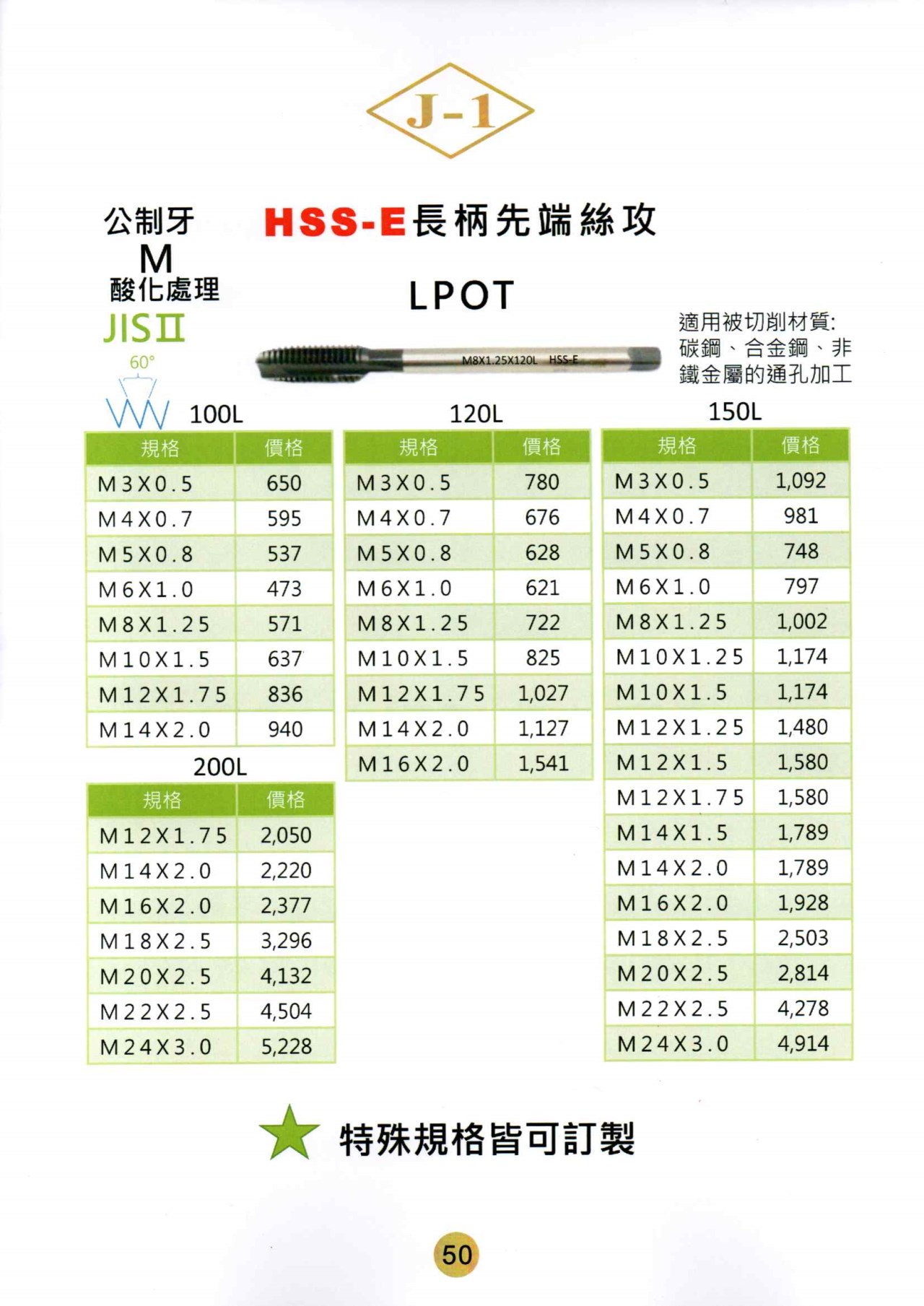 加長先端絲攻