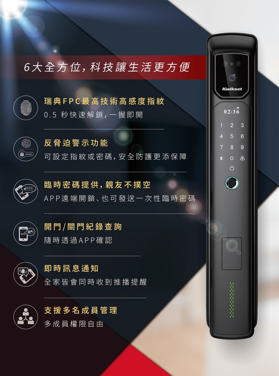 Kwikset-PF2 人臉辨識全自動電子鎖