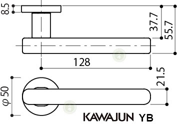 KAWAJUN-YB-鐵灰+古銅拉絲 水平把手