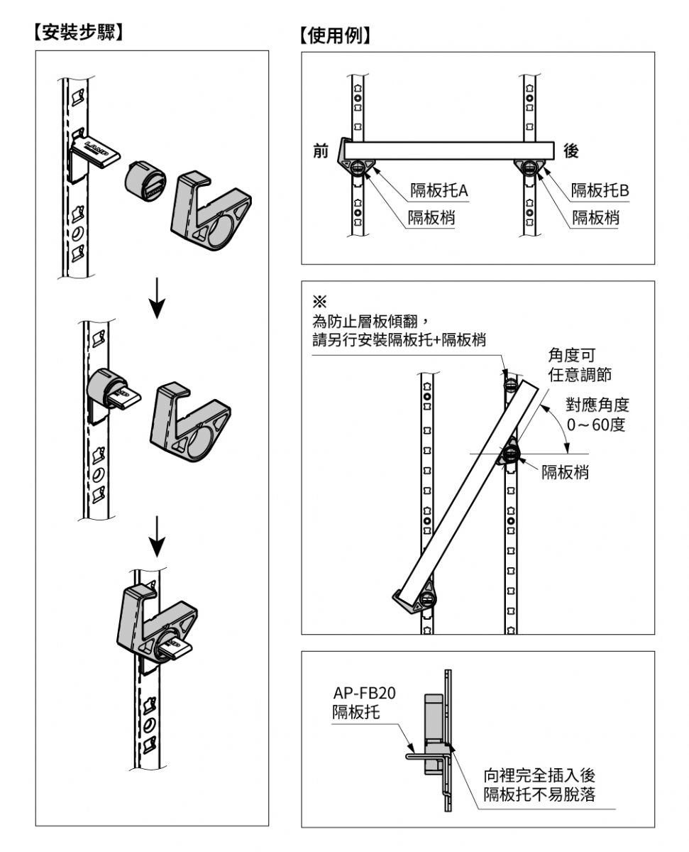 日本LAMP-AP-FK20 可調角度隔板托