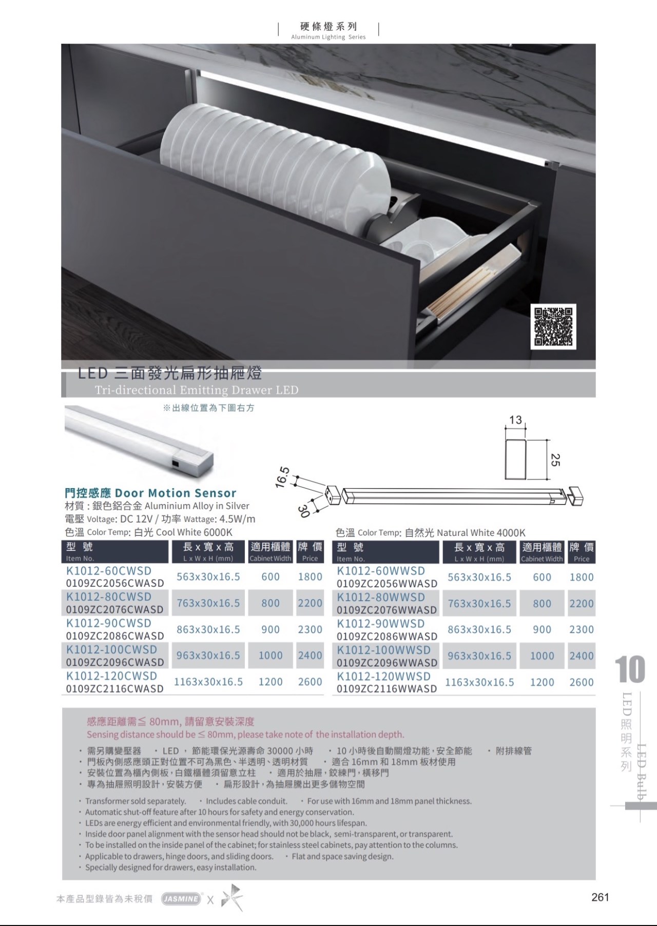 JA-LED 三面發光扁形抽屜燈