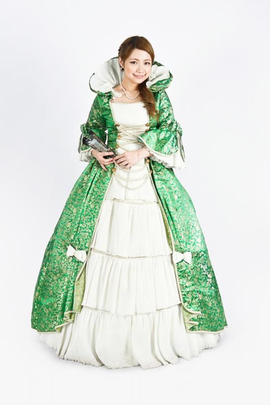 2025立領綠白/女宮廷服