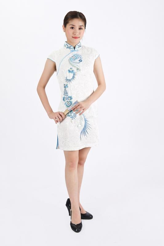 短旗袍/白色