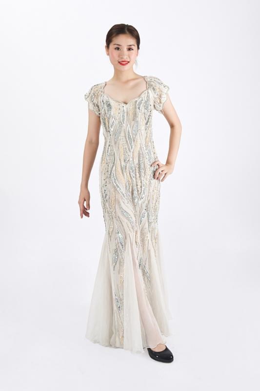 禮服長旗袍/白色