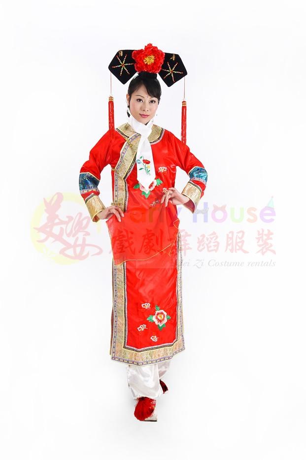 格格服/紅色絲綢