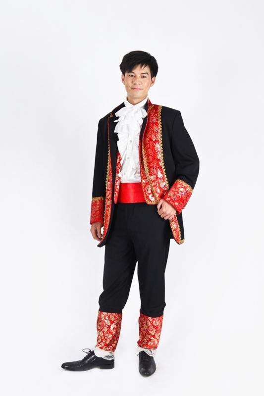 男宮廷服/紅黑長披