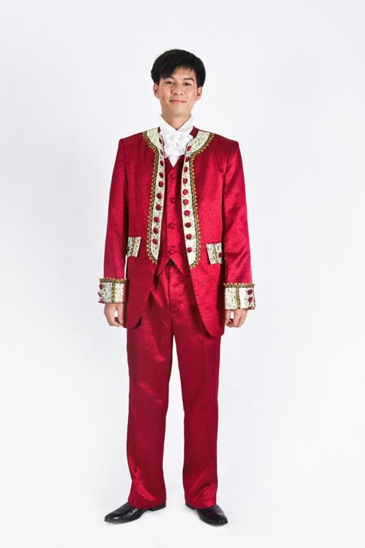 男宮廷服/酒紅領扣