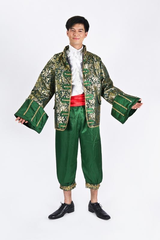 男宮廷服/綠色寬袖