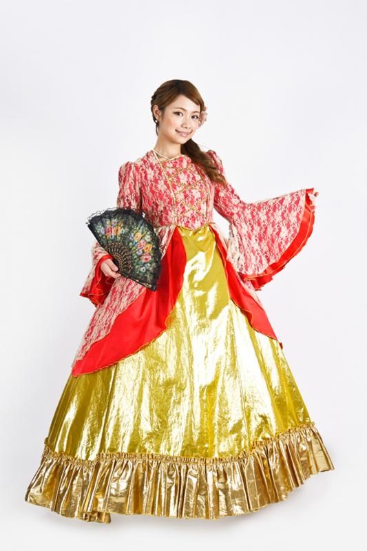 宮廷服/純金紅裙