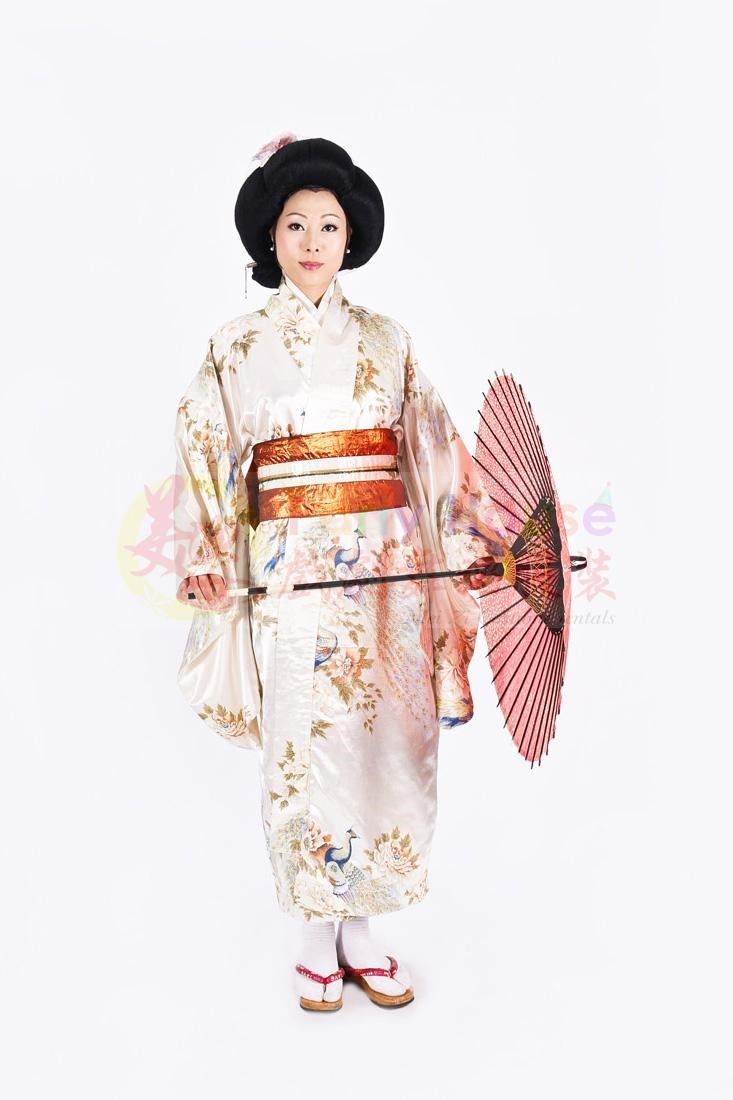 長和服/米色藍雀