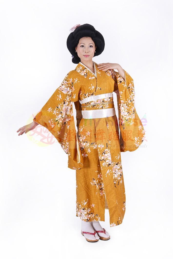 長和服/土黃花朵