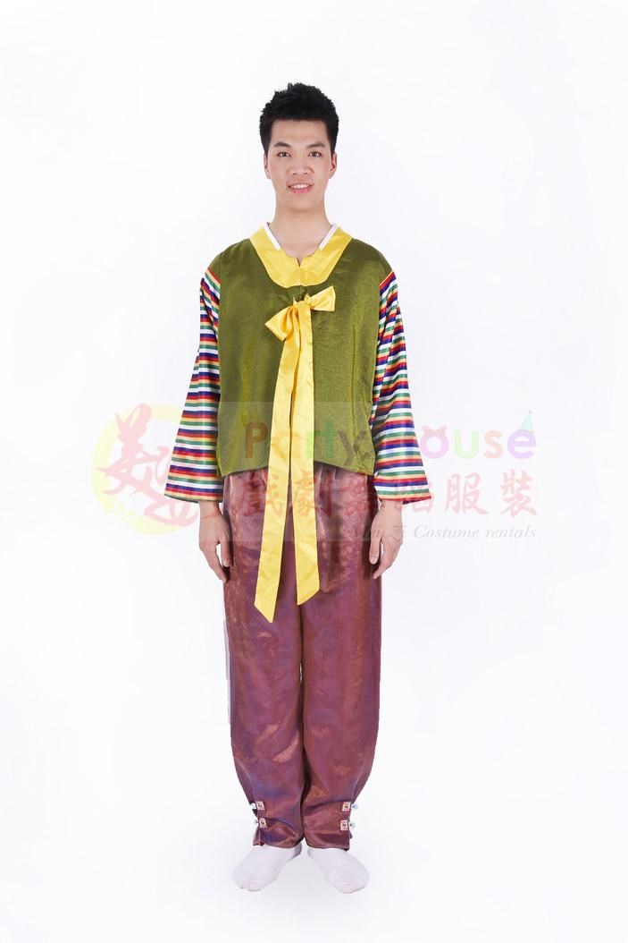 男韓服/草綠彩袖