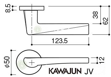 KAWAJUN-JV-霧玫瑰金色 水平門鎖