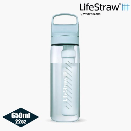 LifeStraw Go 提蓋二段式過濾生命淨水瓶 650ml 淡藍色 濾水瓶 登山健行 露營旅遊 急難避難 野外求生